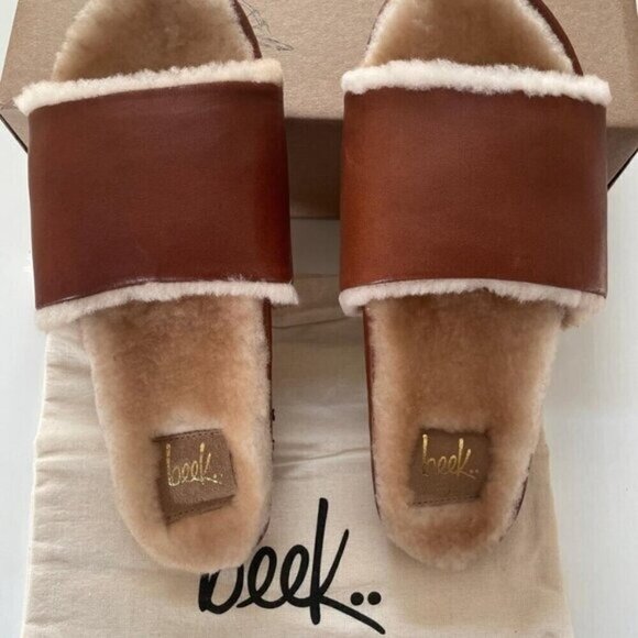 BEEK Gallito Mas Shearling Cozy Leather Slide Sandals